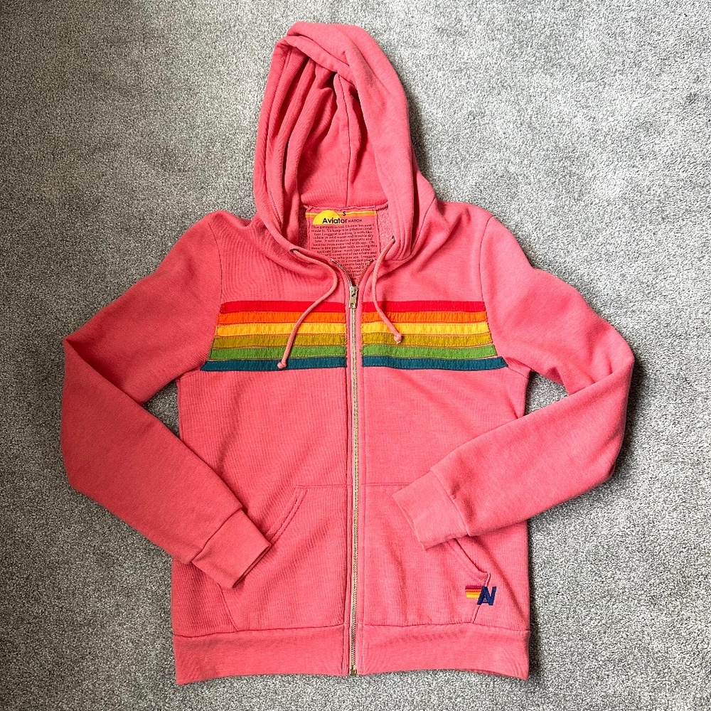 Aviator Nation 6-Stripe Hoodie (pink)